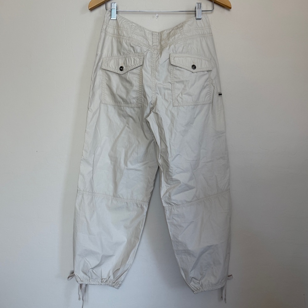 Anthropologie Utility Cargo Pants Size 26 | Beige Cropped Drawstring Hem - Picture 8 of 9
